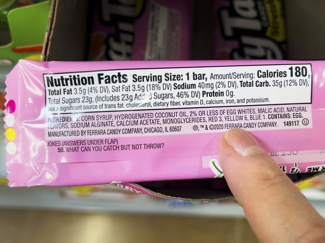 Ilustrasi label makanan atau nutritions fact. Foto: Scott Habermann/Shutterstock