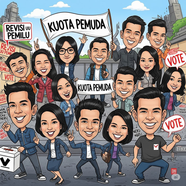 Sumber foto: gemini.google.com/Ilustrasi Aspirasi Pemuda dalam UU Pemilu