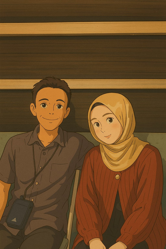 Ilustrasi "pasangan yang masih belum tau hubungan selanjutnya bagaimana" Sumber Gambar: foto si penulis yang di ubah ke AI