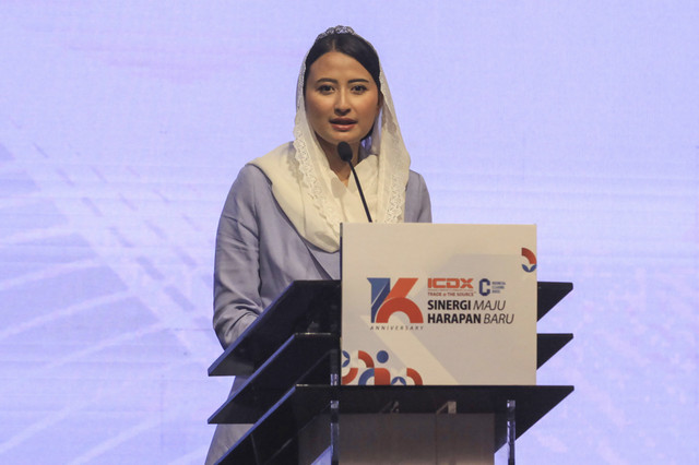 Wamendag Dyah Roro Esti menyampaikan sambutannya pada Peluncuran Pasar Renewable Energy Certificate dan Sinergi Ekosistem Pasar Derivatif di Jakarta, Rabu (9/7/2025). Foto: Reno Esnir/ANTARA FOTO