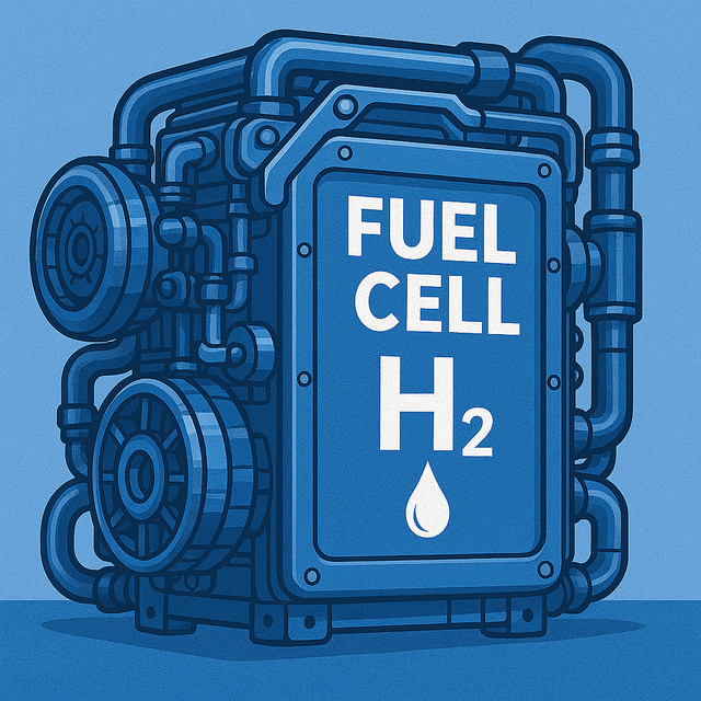 Ilustrasi mesin berbahan bakar hidrogen, Hydrogen Fuell Cell. Gambar dibuat oleh penulis dengan bantuan AI.