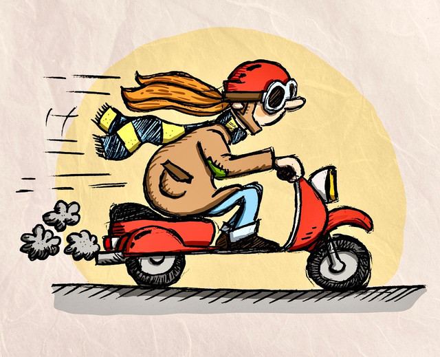 Ilustrasi Cara Mengendarai Motor Matic di Jalan Menurun, Foto: Pixabay/RichardsDrawings