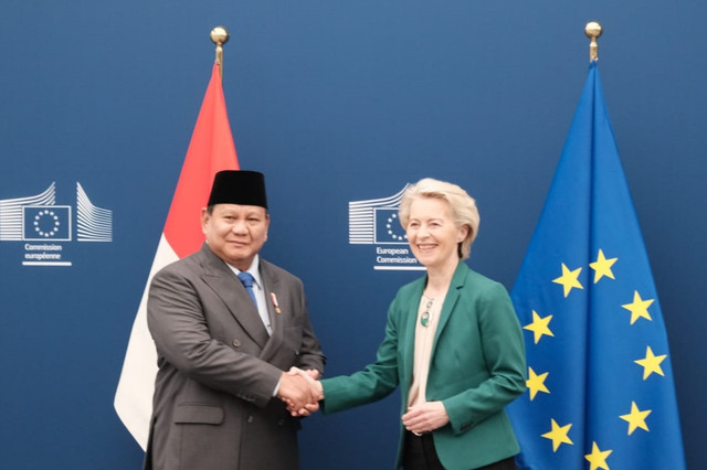 Presiden Prabowo Subianto memenuhi undangan Presiden Komisi Eropa Ursula von der Leyen di Brussels, Belgia pada Minggu (13/7/2025). Foto: Luthfi Humam/kumparan