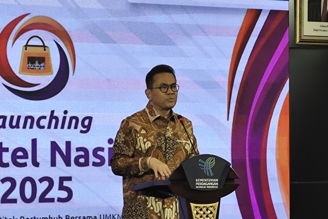 Menteri Perdagangan (Mendag) Budi Santoso menyampaikan sambutan saat launching Hari Ritel Nasional yang diinisiasi Asosiasi Pengusaha Ritel Indonesia (Aprindo) di Auditorium Kementerian Perdagangan, Jakarta, Kamis (17/7/2025). Foto: Widya Islamiati/kumparan