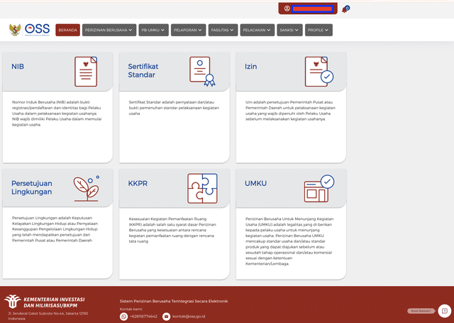 Tampilan Account OSS