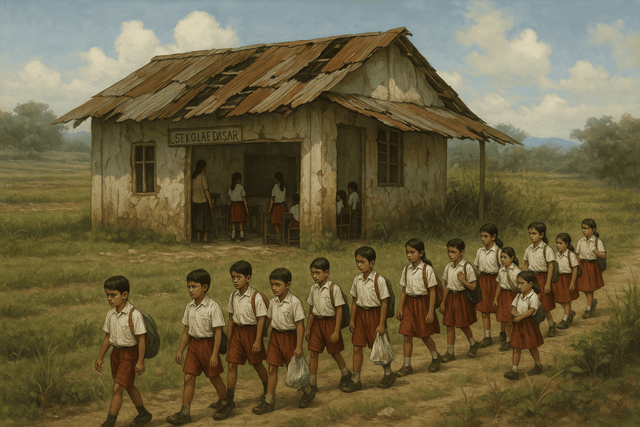 ilustrasi gambar Pendidikan Terpinggirkan di NTT: Anak-Anak Bertahan di Sekolah Tak Layak sumber:chatgpt.com