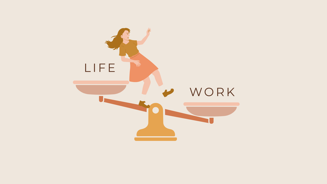 Ilustrasi buatan sendiri yang merepresentasikan beban kerja yang lebih dominan dibanding kehidupan pribadi.