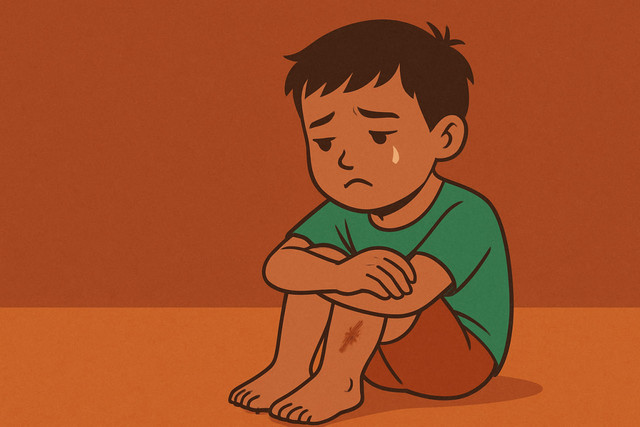 Ilustrasi menunjukkan seorang anak duduk menyendiri dengan ekspresi sedih, menggambarkan bahwa luka masa lalu tidak selalu hilang meski usia terus bertambah. Sumber Gambar:pixaby.com
