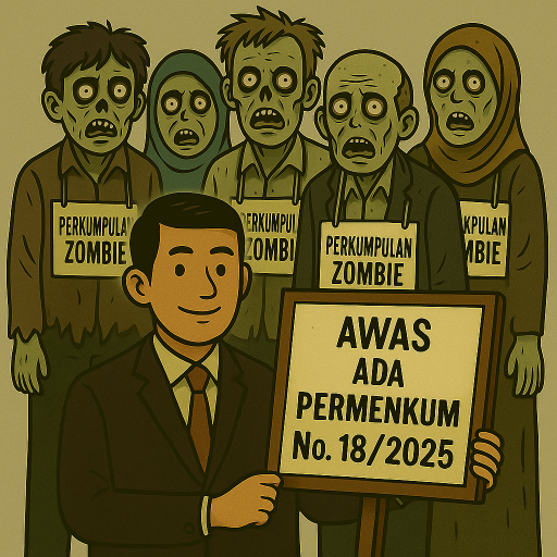 Ilustrasi Photo: meniadakan perkumpulan zombie | Created by chatgpt.com