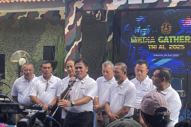 KSAL Muhammad Ali saat Media Gathering di Ksatrian Marinir Hartono Cilandak, Jakarta Selatan, Kamis (24/7/2025). Foto: Arifin Asydhad/kumparan