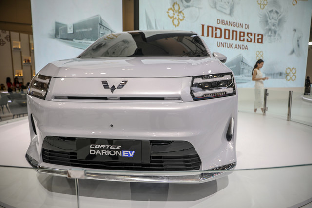 Mobil Wuling Cortez Darion EV ditampilkan saat Gaikindo Indonesia International Auto Show (GIIAS) 2025 di ICE BSD, Tangerang, Kamis (24/7/2025). Foto: Aditia Noviansyah/kumparan