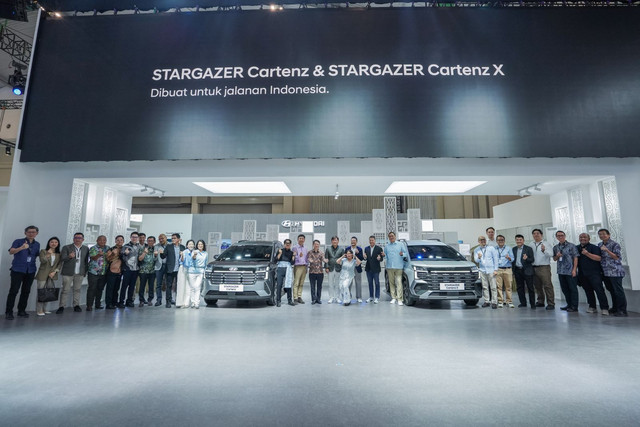 Momen peluncuran Hyundai Stargazer Cartenz dan Stargazer Cartenz X di GIIAS 2025, Rabu (23/7/2025). Foto: Syahrul Ghiffari/kumparan