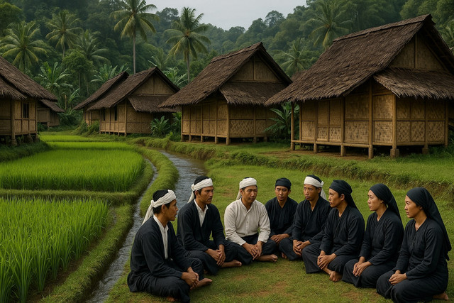 (Ilustrasi masyarakat adat Kasepuhan. Sumber : Dok. Pribadi.)