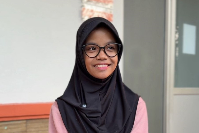 Shallom Alleanore (13), siswa Sekolah Rakyat Menengah Pertama (SRMP) 10 Kabupaten Bogor. Foto: Kemensos RI