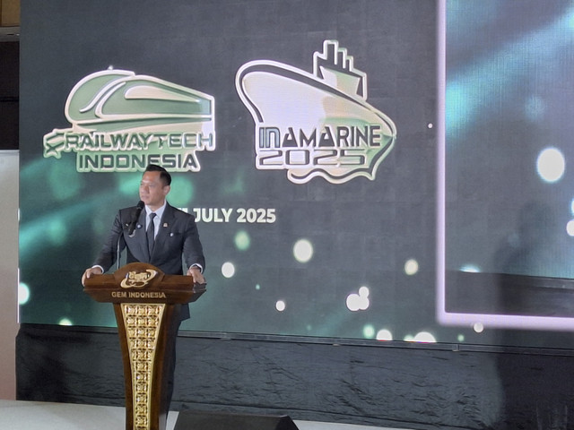 Menko Bidang Infrastruktur dan Kewilayahan (IPK) Agus Harimurti Yudhoyono dalam pembukaan Indonesia Railway Conference di JIEXPO, Kemayoran, Jakarta Pusat pada Selasa (29/7/2025). Foto: Argya D. Maheswara/kumparan
