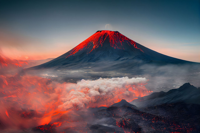 Ilustrasi gunung berapi meletus. Foto: Shutterstock