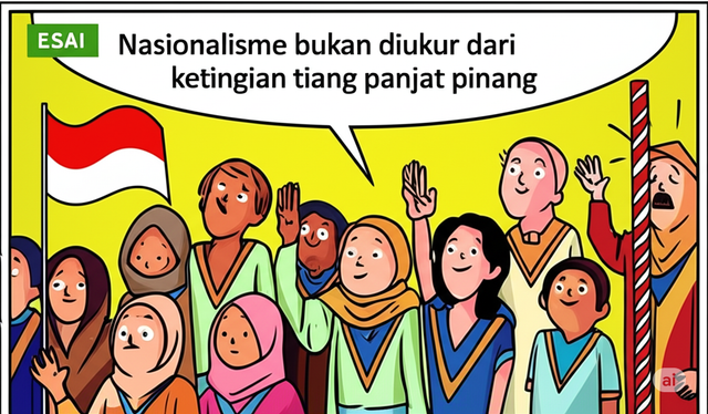 Ilustrasi gambar masyarakat menyambut HUT RI ke-80 tahun. Foto : Istimewa (AI)