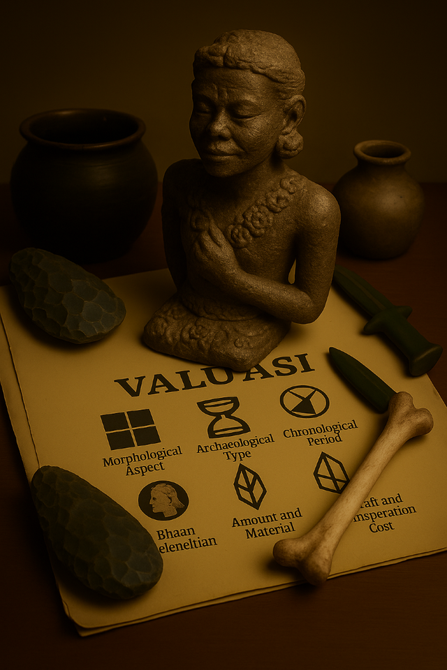 Gambar 2. Ilustrasi indeks valuasi artefak arkeologi (AI-generated, dibuat oleh penulis menggunakan model AI DALL·E).