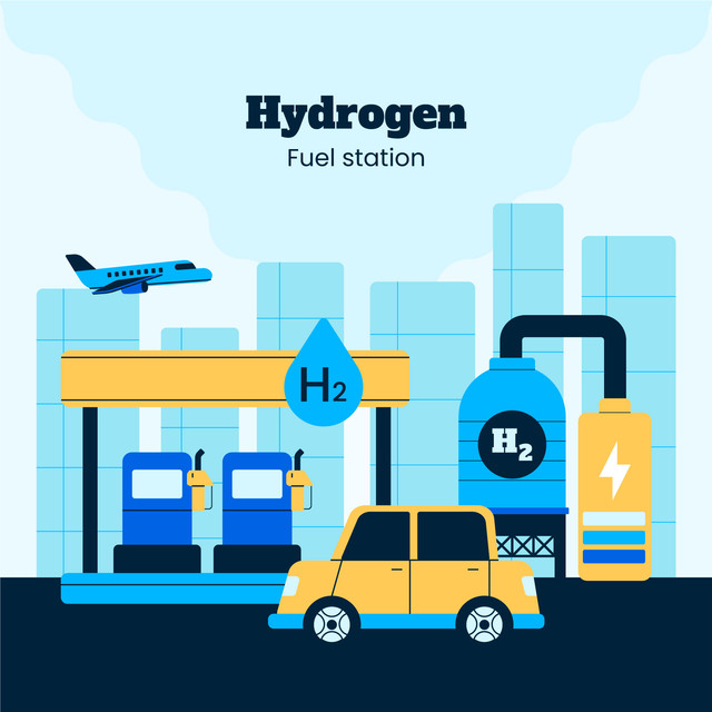 Hydrogen fueled vehicle illustration