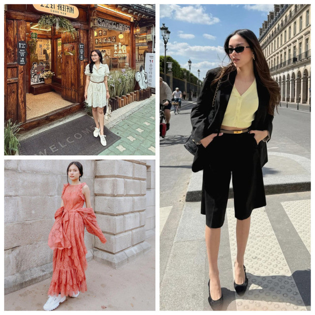 Kolase tren fesyen 2025 yang dikenakan selebriti Indonesia dan cocok dikenakan di iklim tropis Indonesia. Kiri atas (Prilly Latuconsina), kiri bawah (Hanggini), kanan (Alyssa Daguise) (Foto: Instagram/@prillylatuconsina96, Instagram/@hanggini, Instagram@alyssadaguise)