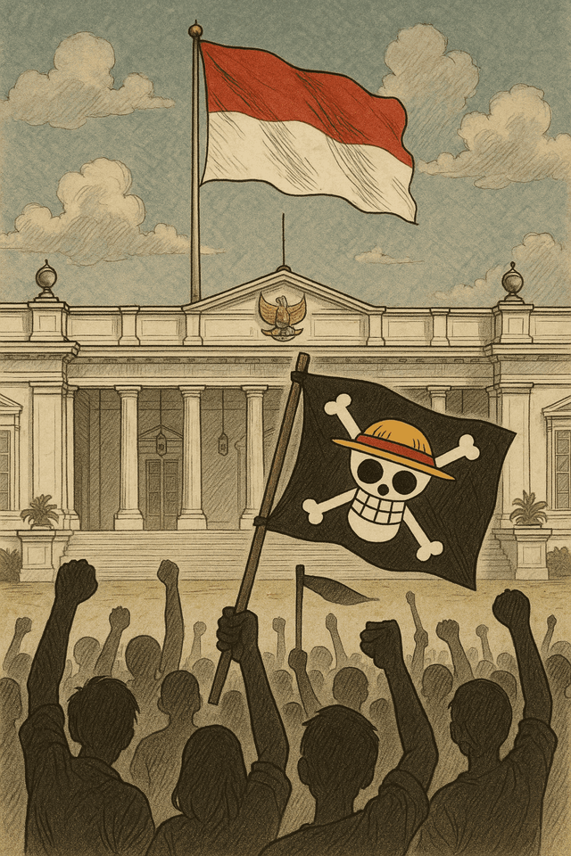 ilustrasi: berkibarnya sakralitas dan simbol perlawanan Sumber: Chat GPT