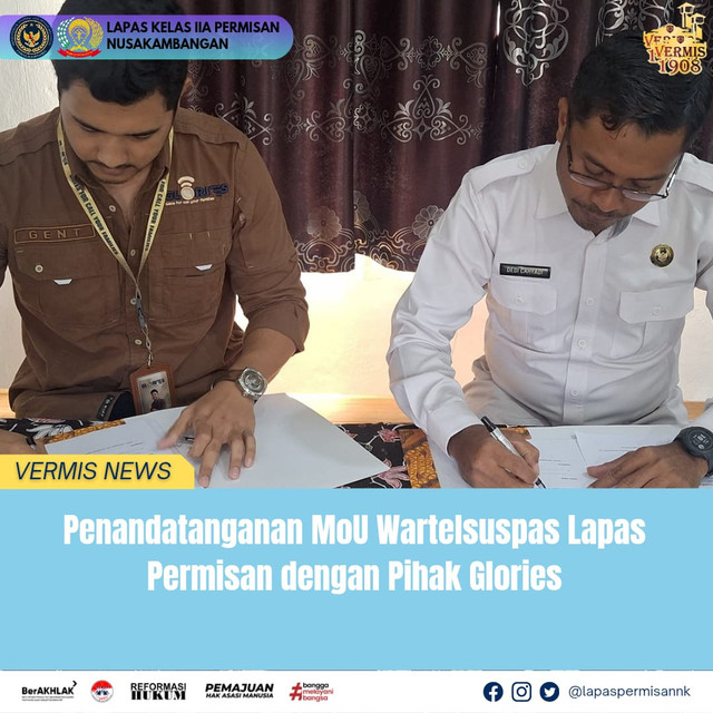 Penandatanganan MoU Wartelsuspas Lapas Permisan dengan Pihak Glories