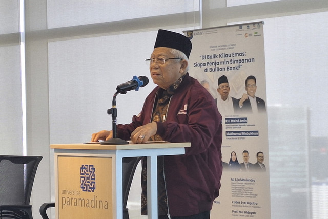 Mantan Wakil Presiden Indonesia 2019-2024 Ma'ruf Amin dalam seminar nasional di Universitas Paramadina, Jakarta Selatan, Selasa (5/8/2025). Foto: Argya D. Maheswara/kumparan