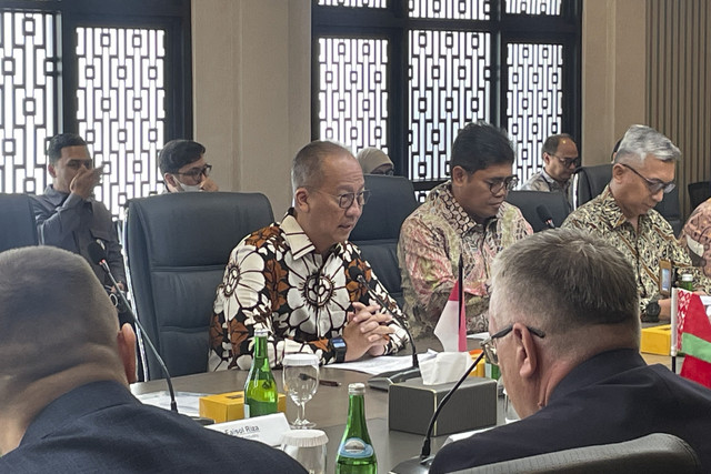 Menteri Perindustrian (Menperin) Agus Gumiwang Kartasasmita di Kantor Inspektorat Kemenperin, Jakarta Selatan, Rabu (6/8/2025). Foto: Najma Ramadhanya/kumparan