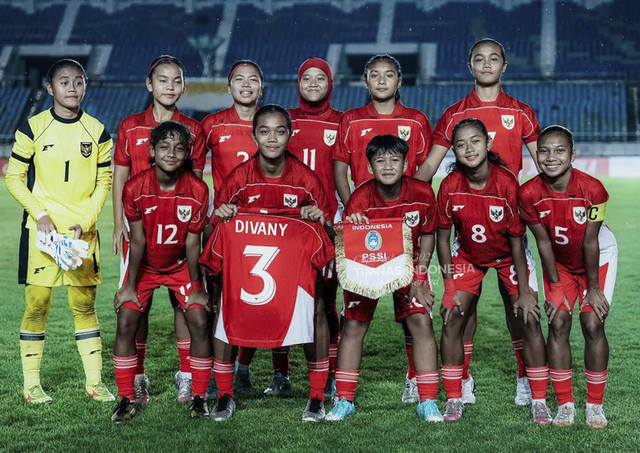 Timnas Wanita Indonesia dalam laga Kualifikasi Piala Asia Wanita U-20 2026 di Myanmar. Foto: Dok. PSSI