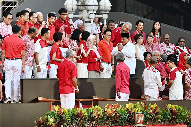 Presiden Republik Indonesia, Prabowo Subianto menghadiri Parade Hari Nasional Singapura 2025 yang digelar di National Gallery, Singapura, pada Sabtu, 9 Agustus 2025.  Foto: Cahyo - Biro Pers Sekretariat Presiden