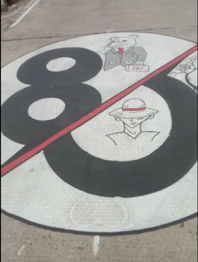 Warga di Sragen Jateng buat gambar tikus berdasi. Foto: Dok. Istimewa