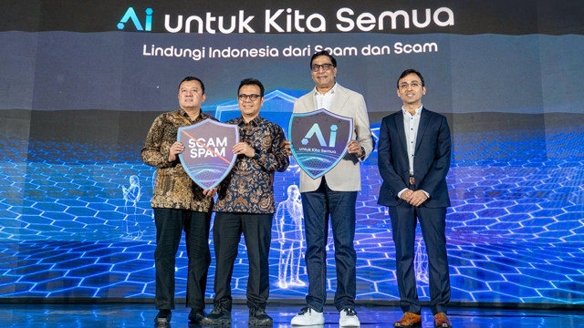 Peluncuran fitur Anti-Spam dan Anti-Scam, solusi berbasis artificial intelligence (AI) oleh Indosat Ooredoo Hutchison. (foto: istimewa)