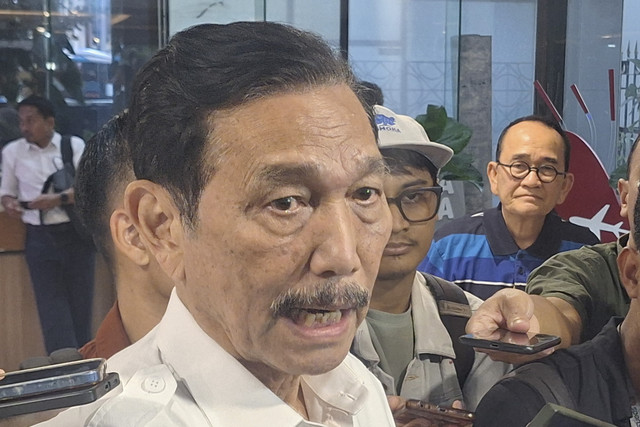 Ketua Dewan Ekonomi Nasional (DEN) Luhut Binsar Panjaitan di kantor DEN, Jakarta Pusat pada Rabu (13/8/2025). Foto: Argya D. Maheswara/kumparan 