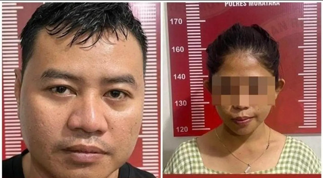 Oknum Polisi Brigpol RK dan istri sirih MS saat ditangkap. Foto : Dok. Polres Muratara