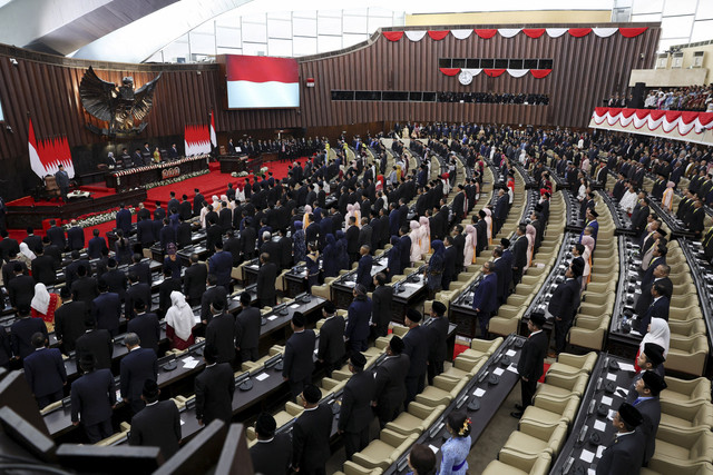 Suasana Sidang Tahunan MPR/DPR 2025 di Gedung Nusantara, kompleks Parlemen, Senayan, Jakarta, Jumat (15/8/2025). Foto: Ajeng Dinar Ulfiana/REUTERS