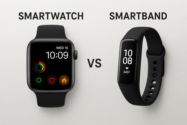 Ilustrasi Perbedaan Smartwatch dan Smartband.
