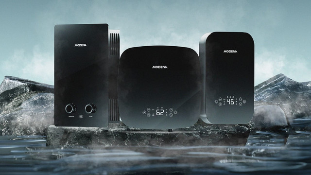 Seri terbaru water heater MODENA Onyx Series hadir dengan desain elegan, fitur smart, dan perfoma andal. Foto: Dok. MODENA
