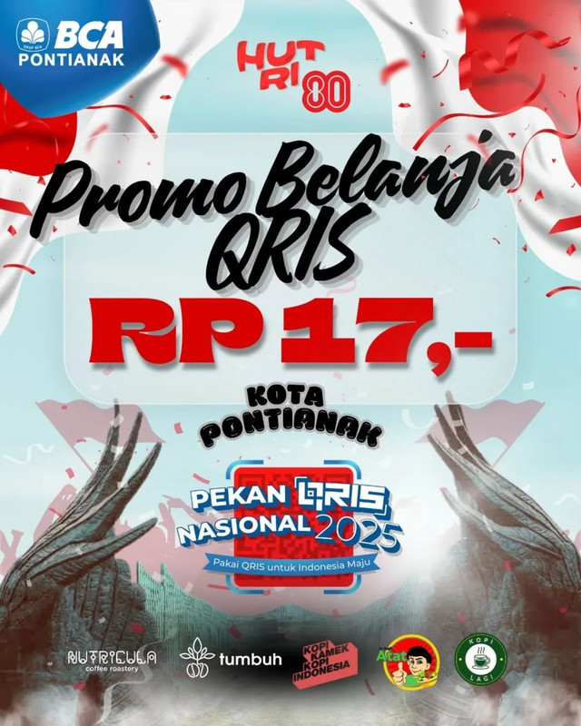 Promo belanja QRIS BCA seharga Rp17 untuk merayakan HUT ke-80 RI. Foto: Dok. Instagram @bcapontianak