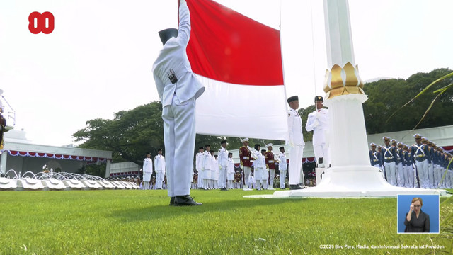 Suasana upacara peringatan HUT ke-80 RI di Istana Merdeka, Jakarta, Minggu (17/8/2025). Foto: YouTube/ Sekretariat Presiden