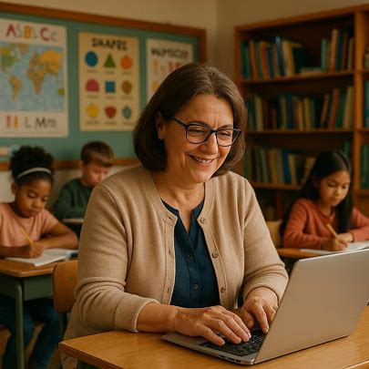 Seorang guru sedang asyik menulis. Sumber : www.bing.com