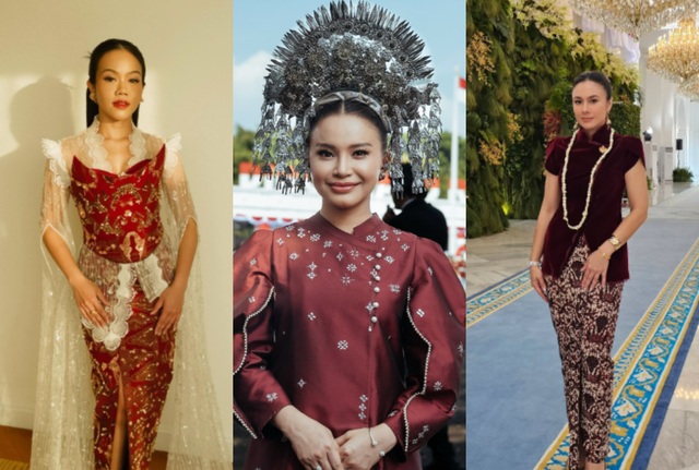 Gaya selebritas mengenakan kebaya saat Hari Kemerdekaan Indonesia. Foto: Instagram @yurayunita, @itsrossa910, @wulanguritno