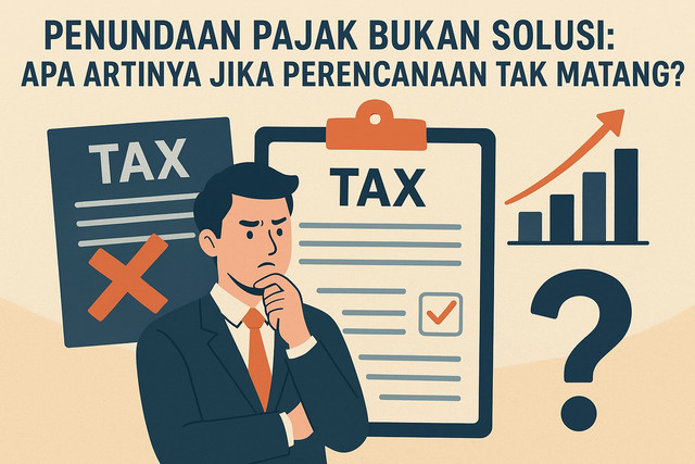 Ilustrasi ini menggambarkan keresahan publik terhadap kebijakan pajak yang ditunda akibat lemahnya perencanaan. (Foto: Idisign)