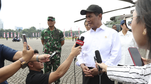 Mentan, Andi Amran usai meninjau batalyon teritorial pembangunan di Monas, Jakarta Pusat, Rabu (20/8/2025). Foto: Dok. Istimewa