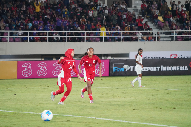 Timnas Wanita Indonesia U-16 berhasil mengalahkan Timor Leste di babak grup Piala AFF Wanita U-16 2025, Rabu (20/8) di Stadion Manahan, Solo. Foto: PSSI