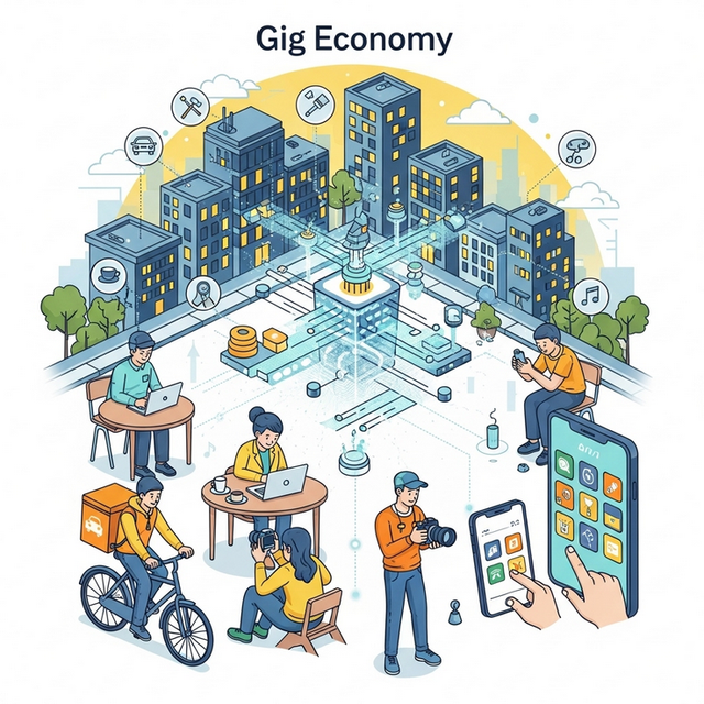 Ilustrasi GIG ECONOMY (sumber: generate by Gemini AI))