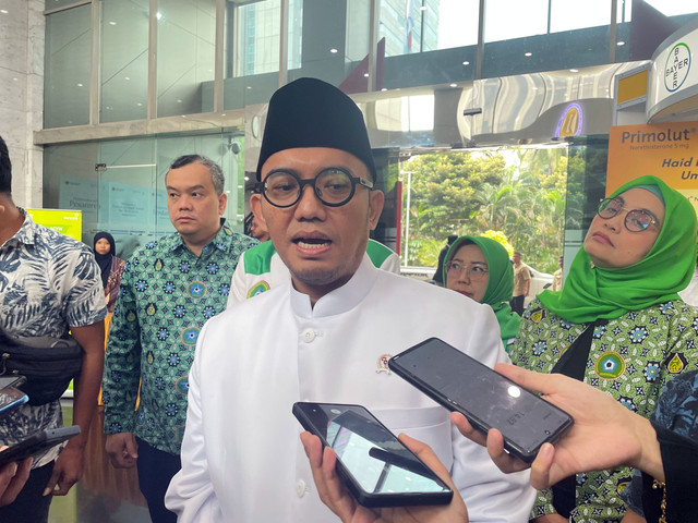 Wakil Kepala Badan Penyelenggara Haji (BP Haji), Dahnil Anzar Simanjuntak, saat ditemui wartawan di Gedung Kemenag, Jakarta Pusat, Sabtu (23/8/2025). Foto: Fadhil Pramudya/kumparan