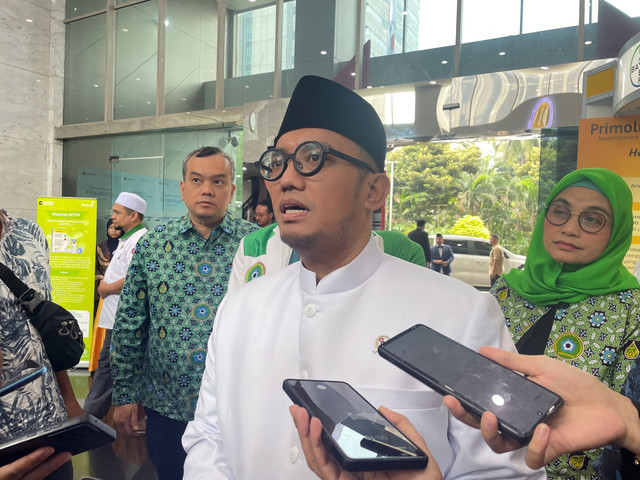 Wakil Kepala Badan Penyelenggara Haji (BP Haji), Dahnil Anzar Simanjuntak, saat ditemui wartawan di Gedung Kemenag, Jakarta Pusat, Sabtu (23/8/2025). Foto: Fadhil Pramudya/kumparan