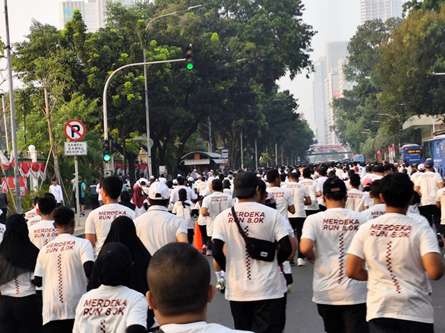 Suasana event lari Merdeka Run 8.0 di Istana Merdeka Jakarta, Minggu (24/8/2025). Foto: Luthfi Humam/kumparan