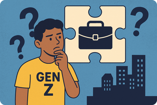 Ilustrasi Gen Z vs Lapangan Kerja (sumber: generate GPT AI)
