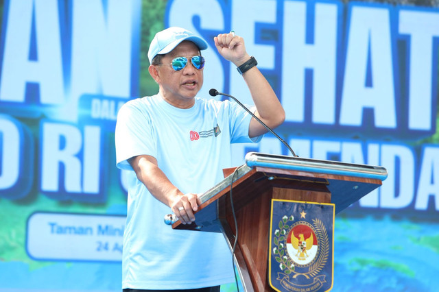 Menteri Dalam Negeri (Mendagri) Muhammad Tito Karnavian pada Puncak Peringatan HUT ke-80 Kementerian Dalam Negeri (Kemendagri) di area Istana Anak, Taman Mini Indonesia Indah (TMII), Jakarta, Minggu (24/8/2025). Foto: Kemendagri RI